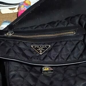 Prada Quilted Black Bag with Silver Details